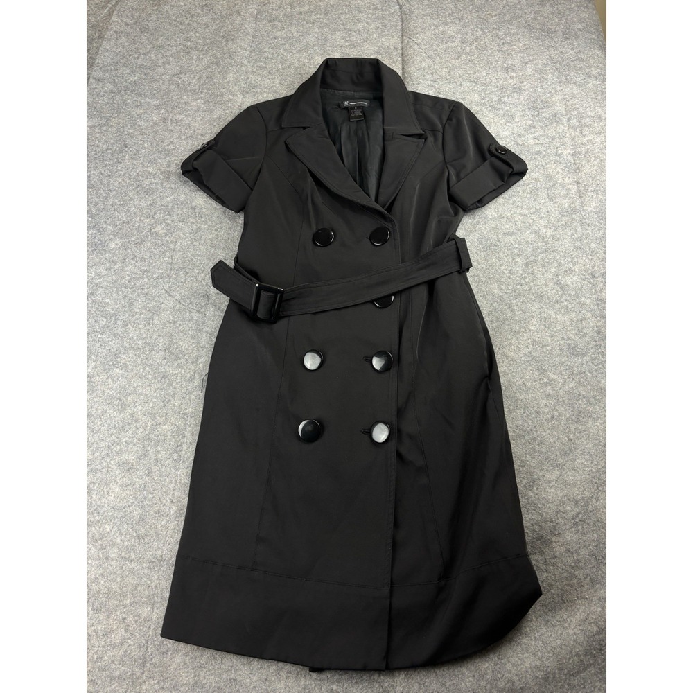 INC Women's 6 Black Belted Double Breasted Short Sleeve Dress Career Old Money